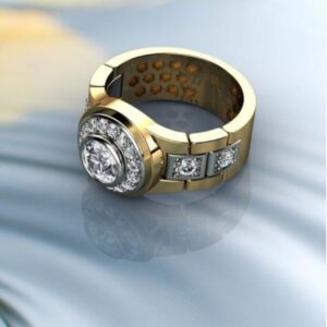 Fine Jewelry 18 Kt   Yellow Gold CZ Men'S Statement Ring Size 8-11