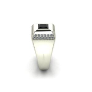 Fine Jewelry 14 Kt  White Gold Natural Onyx & CZ Men'S Ring Size 8-11