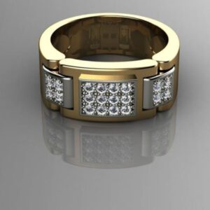 Fine Jewelry 18 Kt   Yellow Gold CZ Men'S Engagement Ring Size 9-11