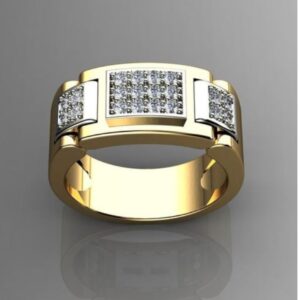 Fine Jewelry 18 Kt   Yellow Gold CZ Men'S Engagement Ring Size 9-11