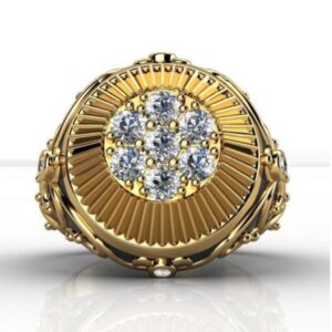 Fine Jewelry 18 Kt   Yellow Gold CZ Men'S Engagement Ring Size 9-11
