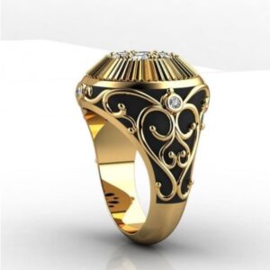 Fine Jewelry 18 Kt   Yellow Gold CZ Men'S Engagement Ring Size 9-11
