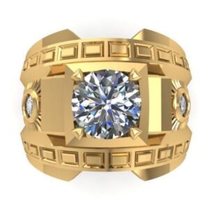 Fine Jewelry 18 Kt   Yellow Gold CZ Men'S Engagement Ring Size 9-11