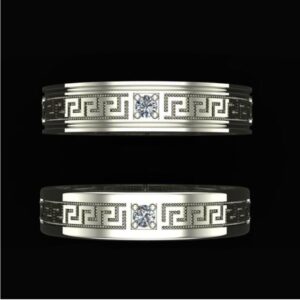 14 Kt   White Gold CZ Stone His & Her Wedding Couple Bands 2 Pc Rings