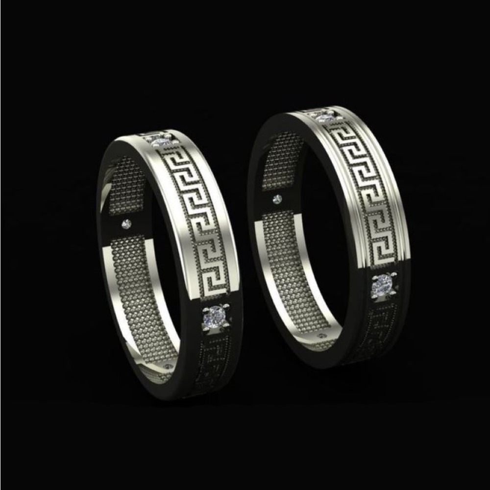 14 Kt   White Gold CZ Stone His & Her Wedding Couple Bands 2 Pc Rings
