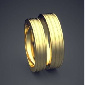 18Kt Yellow Gold His Her Matching Couple Promise Wedding 2 Pc Band Set