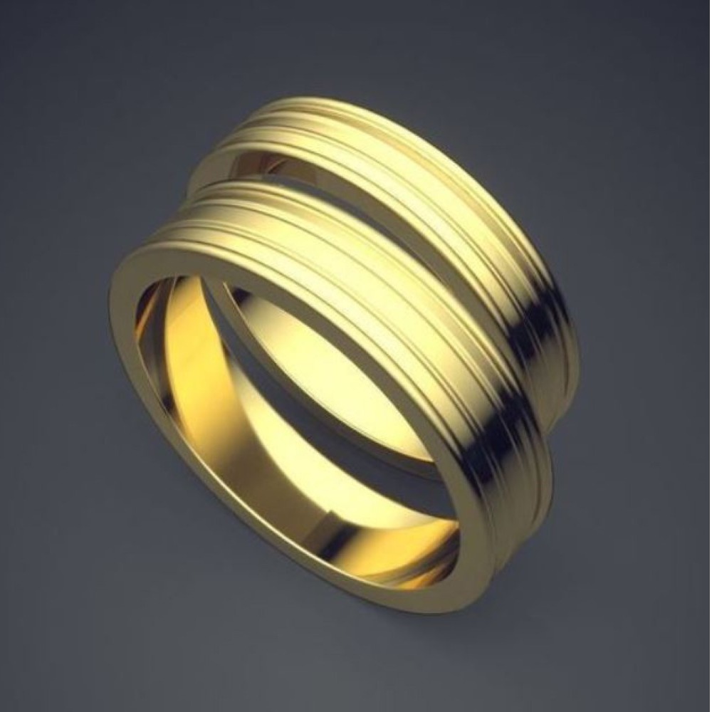 18Kt Yellow Gold His Her Matching Couple Promise Wedding 2 Pc Band Set
