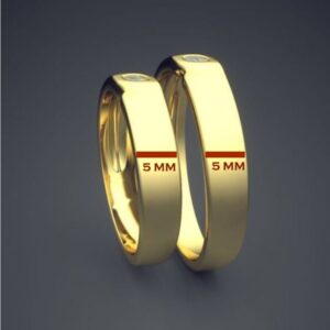 18 Kt   Yellow Gold CZ Stones His & Her Wedding Couple Band Rings 2 Pc
