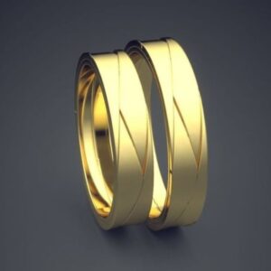 18Kt Yellow Gold His Her Matching Couple Promise Wedding 2 Pc Band Set