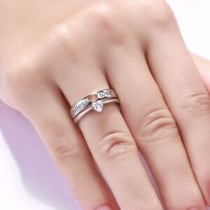 14 Kt   White Gold Heart CZ Stone His & Her Wedding Couple Bands 2 Pcs