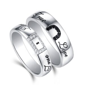 14 Kt   White Gold CZ Stone His & Her Wedding Couple Bands 2 Pc Rings