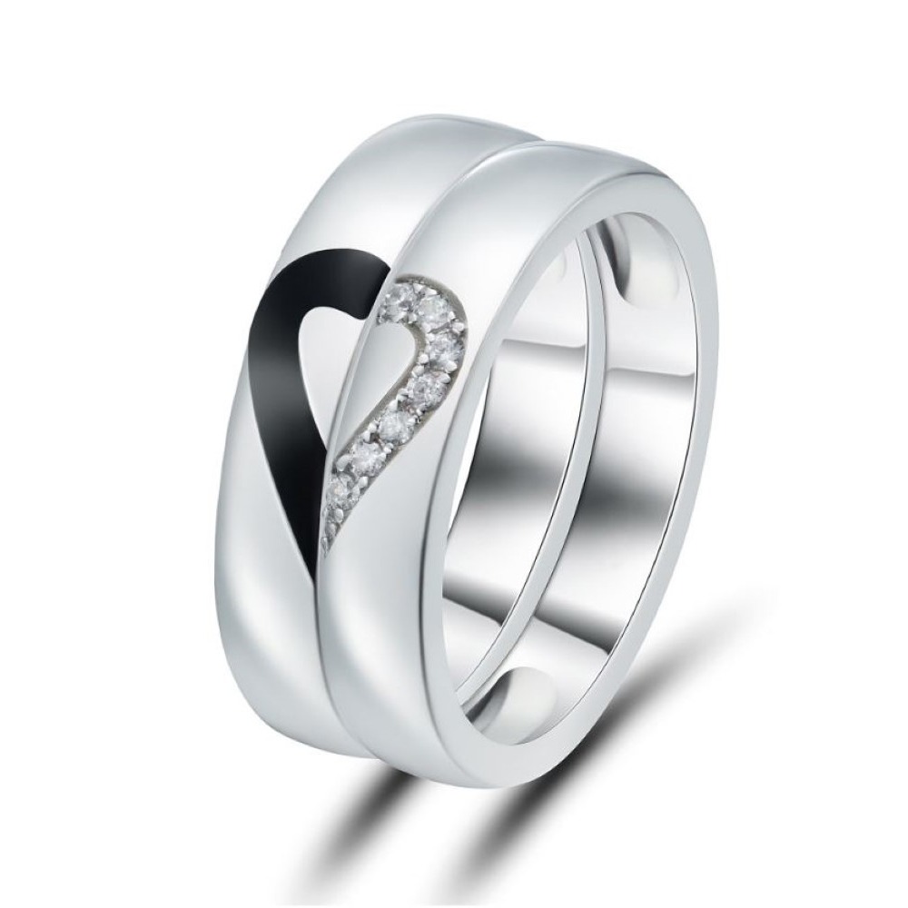 14 Kt White Gold CZ His & Her Wedding Heart Couple Bands 2 Pcs Rings - Image 3