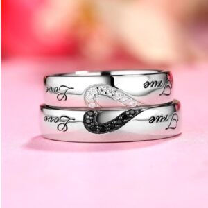 14 Kt   White Gold CZ Stone His & Her Wedding Couple Bands 2 Pc Rings
