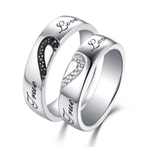 14 Kt   White Gold CZ Stone His & Her Wedding Couple Bands 2 Pc Rings