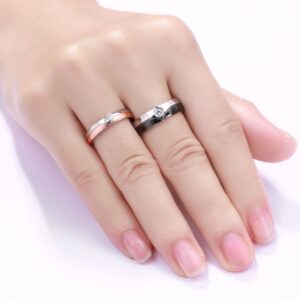 14 Kt   White Gold CZ Stone His & Her Wedding Couple Bands 2 Pc Rings