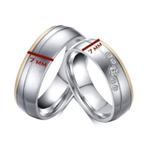 14 Kt   White Gold CZ Stone His & Her Wedding Couple Bands 2 Pcs Rings