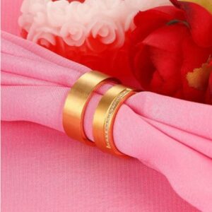 18 Kt   Yellow Gold CZ His & Her Wedding Couple Frost Band Rings 2 Pcs