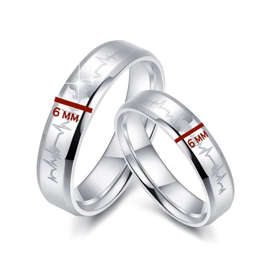 14K White Gold His Her Heart Beat Couple Promise Wedding 2 Pc Band Set