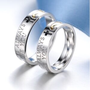 14 Kt   White Gold CZ Stone His & Her Wedding Couple Bands 2 Pcs Rings