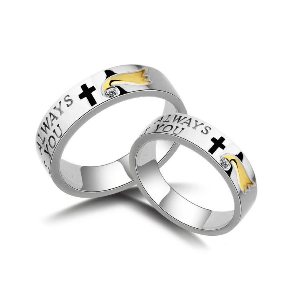 14 Kt   White Gold CZ Stone His & Her Wedding Couple Bands 2 Pcs Rings