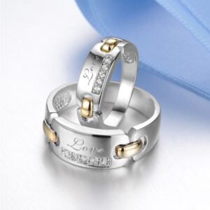 14 Kt  Yellow & White Gold CZ His & Her Couple Wedding Bands 2 Pc Ring