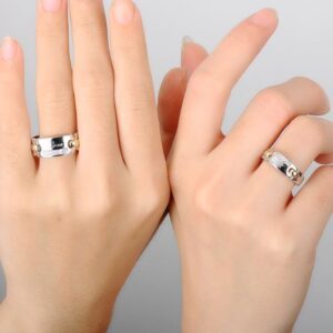 14 Kt  Yellow & White Gold CZ His & Her Couple Wedding Bands 2 Pc Ring