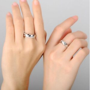 14 Kt  White Gold CZ Promise His & Her Wedding Couple Bands 2 Pc Rings