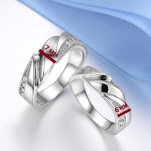 14 Kt  White Gold CZ Promise His & Her Wedding Couple Bands 2 Pc Rings