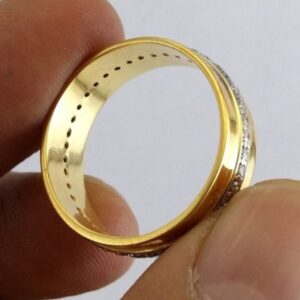 14 Kt Real Solid Yellow Gold CZ Engagement Band Unisex Ring Size 6-11