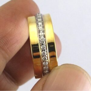 14 Kt Real Solid Yellow Gold CZ Engagement Band Unisex Ring Size 6-11