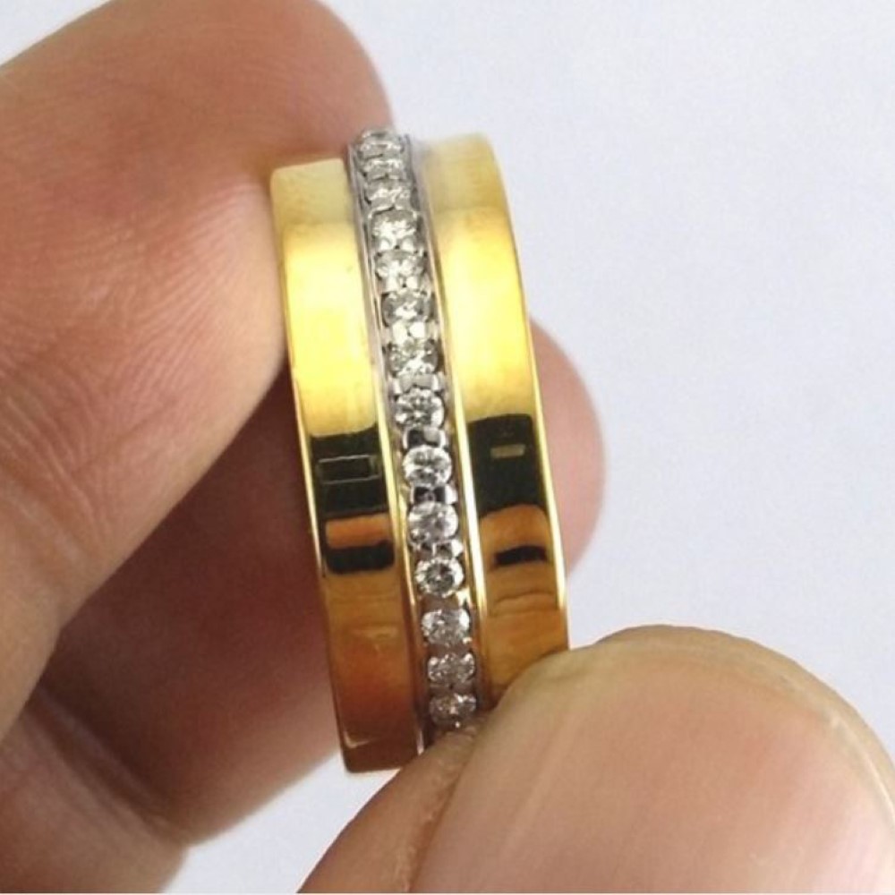 14 Kt Real Solid Yellow Gold CZ Engagement Band Unisex Ring Size 6-11
