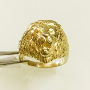 Fine Jewelry 18 Kt  Solid Yellow Gold Lion Face Men'S Ring Size 9-12