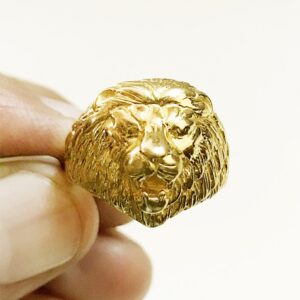 Fine Jewelry 18 Kt  Solid Yellow Gold Lion Face Men'S Ring Size 9-12