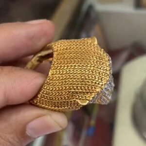 Fine Jewelry 18 Kt   Yellow Gold CZ Lion Face Men'S Ring Size 8-11