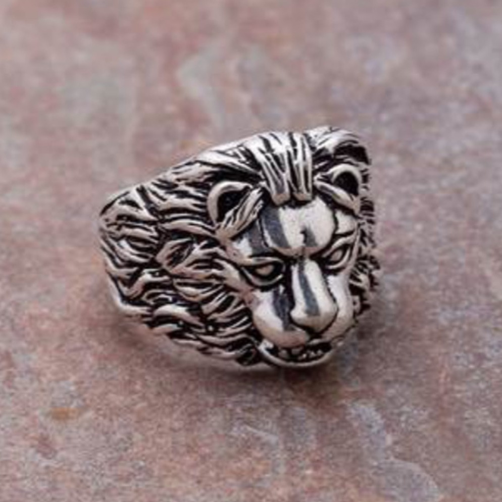 Fine Jewelry 18 Kt Hallmark White Gold Lion Face Men'S Ring Size 8-11 - Image 3