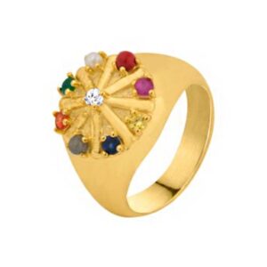 18 Kt  Solid Yellow Gold  Multi Color Gemstones Unisex Ring Size 6-9