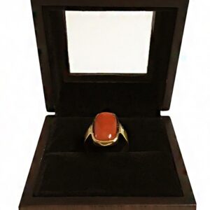 22 Kt   Yellow Gold Natural High Quality Japanese Coral Gemstone Ring