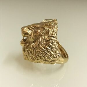Fine Jewelry 18 Kt  Solid Yellow Gold Lion Head Men'S Ring Size 8-12