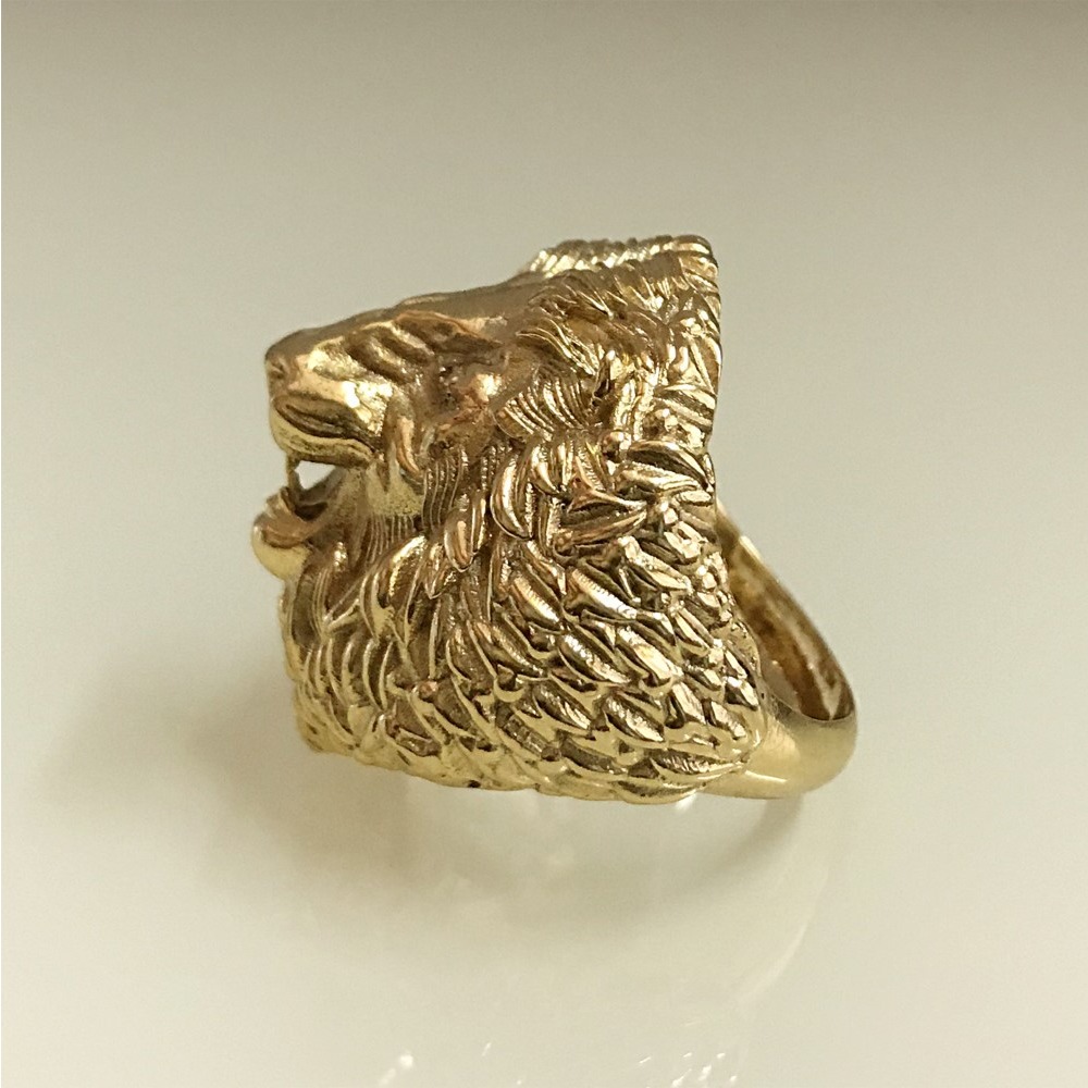 Fine Jewelry 18 Kt Solid Yellow Gold Lion Head Men'S Ring Size 8-12 - Image 3