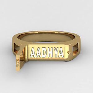 18 Kt  Solid Yellow Gold Hidden Name Cubic Zirconia CZ Ring Size 6-10