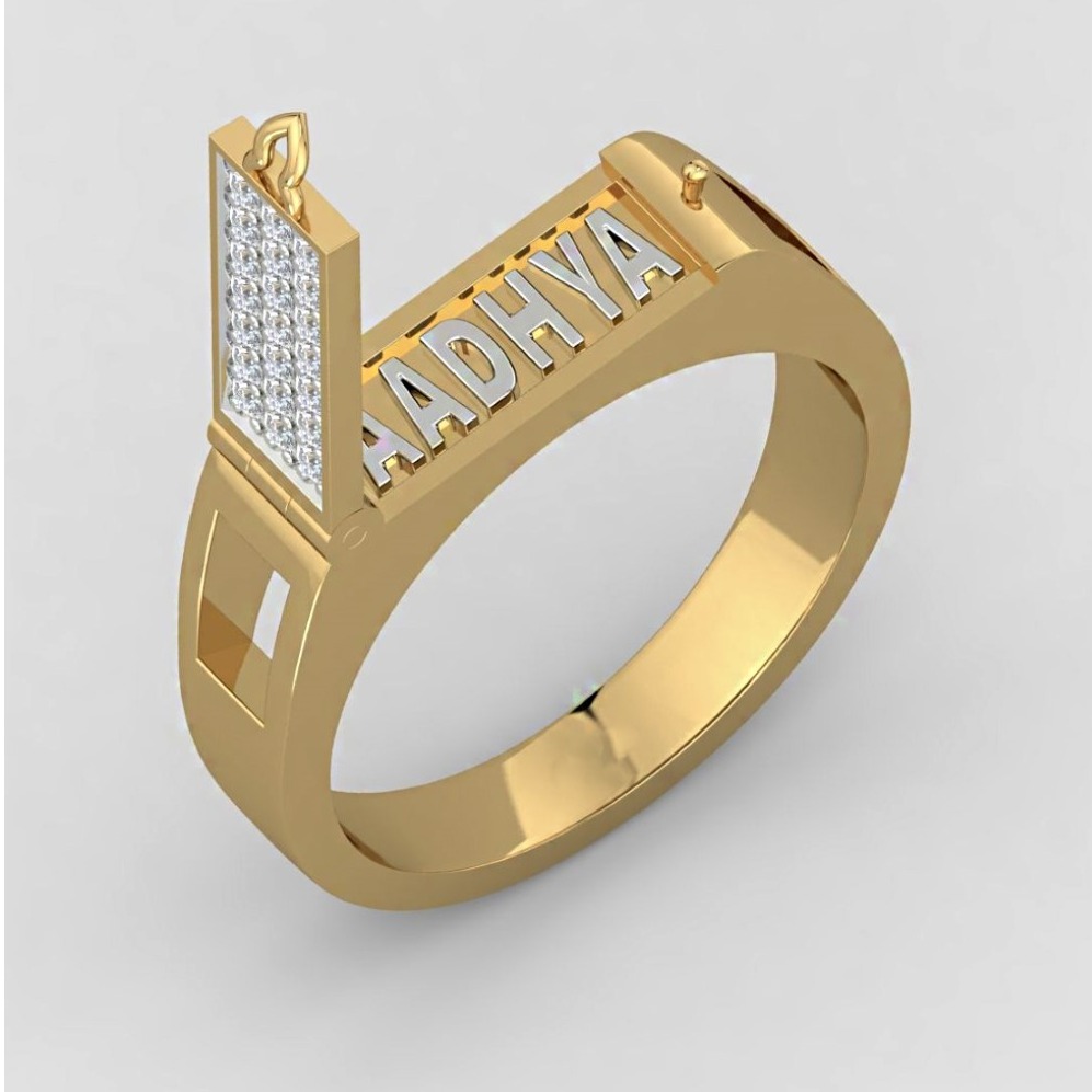 18 Kt  Solid Yellow Gold Hidden Name Cubic Zirconia CZ Ring Size 6-10