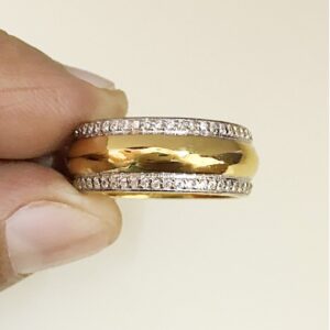 14 Kt Real Solid Yellow Gold CZ Engagement Band Finger Ring Size 6-11
