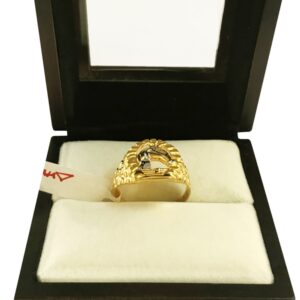 Fine Jewelry 18 Kt  Yellow Gold Horse Face Men'S Ring Size 10,11,12,13