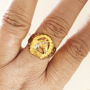 Fine Jewelry 18 Kt  Yellow Gold Horse Face Men'S Ring Size 10,11,12,13