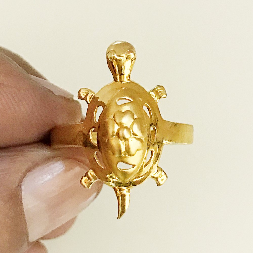 Fine Jewelry 18 Kt Hallmark  Solid Yellow Gold Tortoise Ring Size 7-10