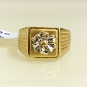 Fine Jewelry 18 Kt Real Solid Yellow Gold Flower Men'S Ring Size 8-13