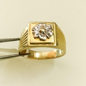 Fine Jewelry 18 Kt Real Solid Yellow Gold Flower Men'S Ring Size 8-13