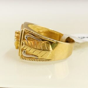 Fine Jewelry 18 Kt Hallmark   Yellow Gold Flower Men'S Ring Size 8-10