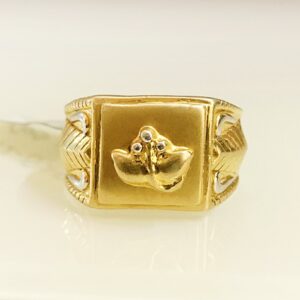 Fine Jewelry 18 Kt Hallmark   Yellow Gold Flower Men'S Ring Size 8-10