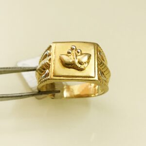 Fine Jewelry 18 Kt Hallmark   Yellow Gold Flower Men'S Ring Size 8-10